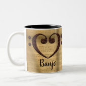 Koper Double Bass Clef Heart Banjo Tweekleurige Koffiemok (Links)