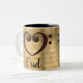 Koper dubbelbot Clef Heart Oud Tweekleurige Koffiemok (Voorkant links)