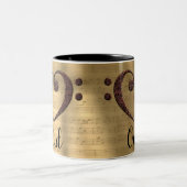 Koper dubbelbot Clef Heart Oud Tweekleurige Koffiemok (Center)