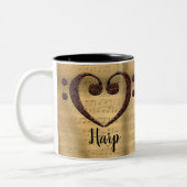 Koper dubbele bass Clef Heart Harp Tweekleurige Koffiemok (Links)