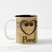 Koper dubbele bass Clef Heart Piano Tweekleurige Koffiemok (Links)