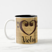 Koper dubbele bass Clef Heart Violin Tweekleurige Koffiemok (Links)