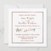 Koper elegant script & bewerkbaar wit | Weddenscha Kaart (Voorkant)