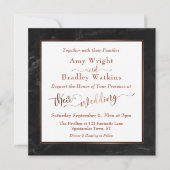 Koper Elegant Script w / Zwart Marmer | Bruiloft Kaart (Voorkant)