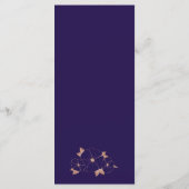 Koper en blauw bloemenmodern trouwmenu menu (Achterkant)