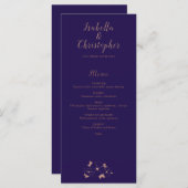 Koper en blauw bloemenmodern trouwmenu menu (Voorkant / Achterkant)