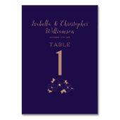 Koper en blauw bloemig modern trouwnummer kaart (Achterkant)