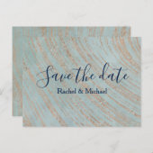 Koper en Blauw Marmer Sla de datum op Aankondigingskaart (Voorkant / Achterkant)