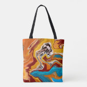 Koper- en blauwe marmer-vloeistofkunst op maat tote bag (Achterkant)
