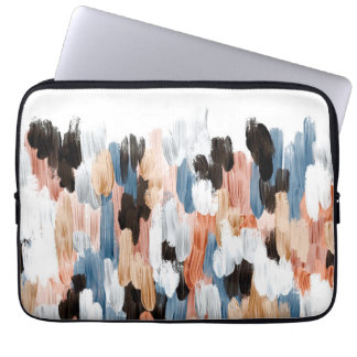 Koper- en blauwe penseelstreken Abstract ontwerp Laptop Sleeve