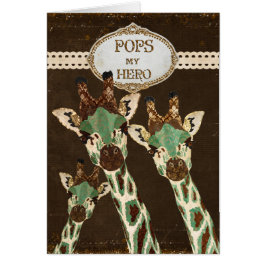 Koper en Blauwgroen Giraffes Pop is een Hero-kaart