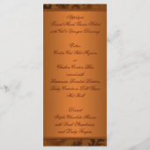 Koper en Bruin Damast Bruiloft Menu Kaart (Achterkant)