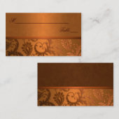Koper en Bruin Damast Place Cards Plaatskaartje (Voorkant / Achterkant)