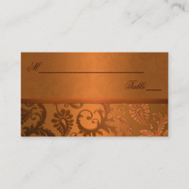 Koper en Bruin Damast Place Cards Plaatskaartje