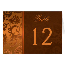 Koper en Bruin Damast Tafelnummer Kaart