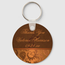 Koper en bruine Damask Wedding Favor Sleutelhanger