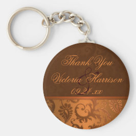 Koper en bruine Damask Wedding Favor Sleutelhanger