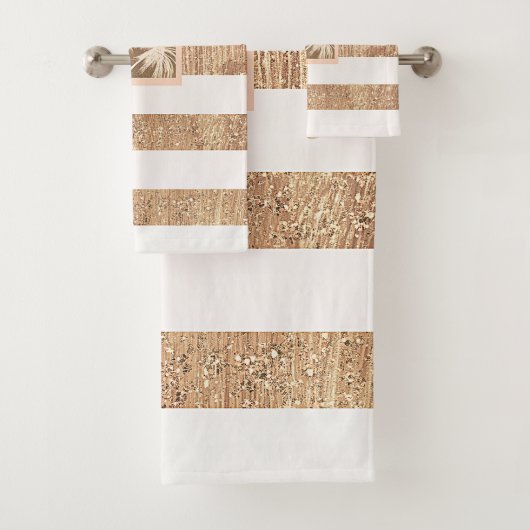 Koper- en crèmepalmbomen met handpalmen bad handdoek (Insitu)