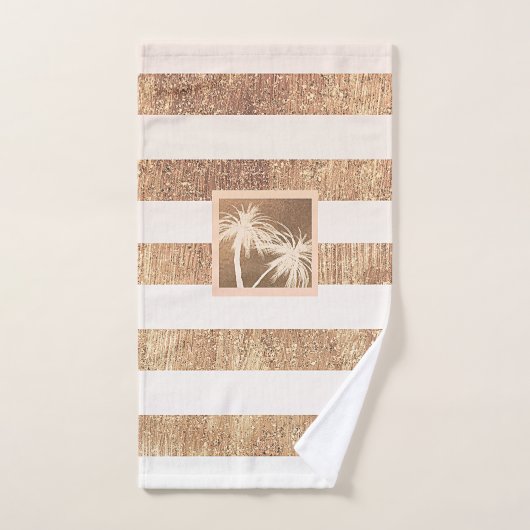 Koper- en crèmepalmbomen met handpalmen bad handdoek (Handdoek)