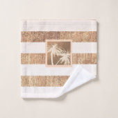 Koper- en crèmepalmbomen met handpalmen bad handdoek (Wasdoekje)