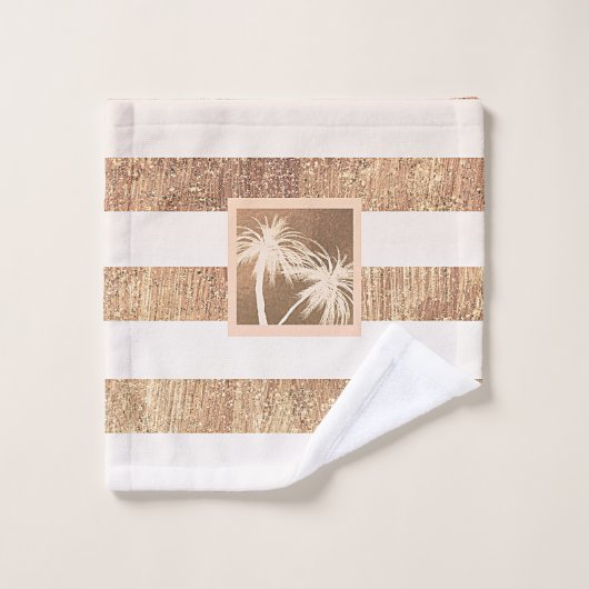 Koper- en crèmepalmbomen met handpalmen bad handdoek (Wasdoekje)