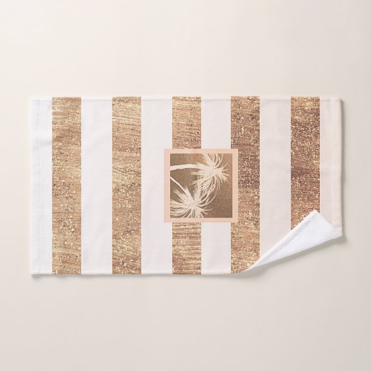 Koper- en crèmepalmbomen met handpalmen bad handdoek (Handdoek)