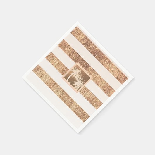 Koper- en crèmepalmbomen met moderne bruiloft servetten (Hoek)