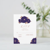 Koper en donkerblauw moderne bruiloft RSVP Kaartje (Staand voorkant)