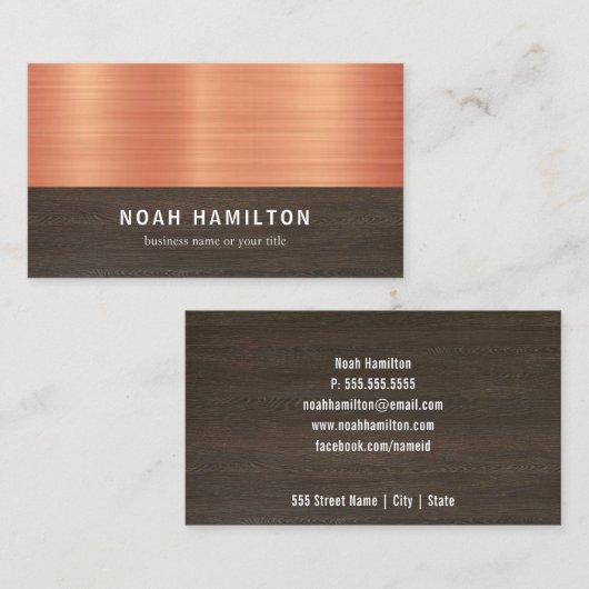 Koper- en donkerhouteffect | Visitekaartje (Voorkant / Achterkant)