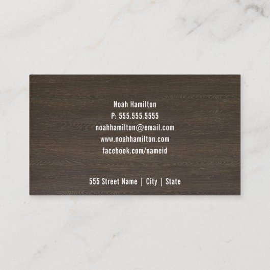 Koper- en donkerhouteffect | Visitekaartje (Achterkant)