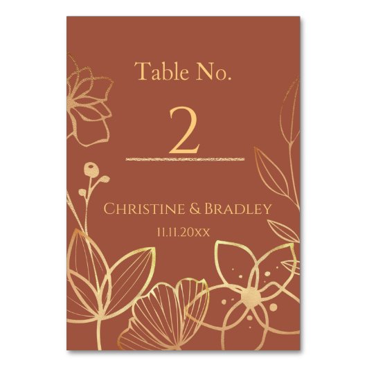 Koper en goud bruiloft kaart (Voorkant)