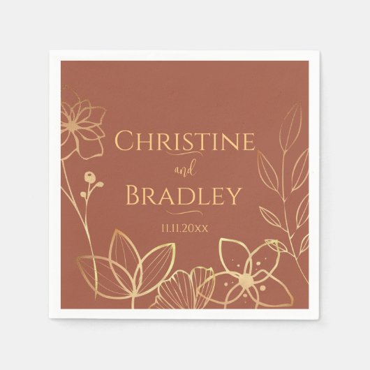 Koper en goud bruiloft servet (Voorkant)