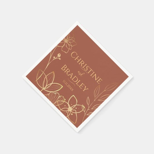 Koper en goud bruiloft servet (Hoek)