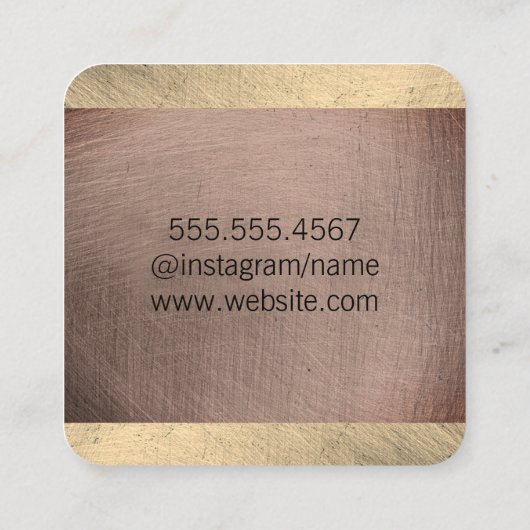Koper en Goud Metallic (Faux) Vierkante Visitekaartje (Achterkant)