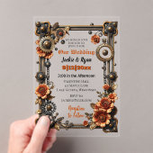 Koper en goud Steampunk Gothic thema bruiloft Acryl Uitnodigingen (Insitu (Draagbaar))