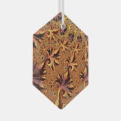 Koper en goudherfst gekleurde bladeren Fractal Art Glas Ornament (Voorkant Rechts)