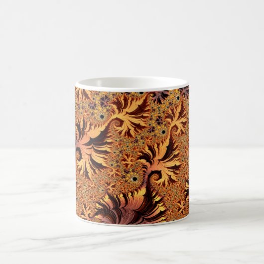 Koper en goudherfst gekleurde bladeren Fractal Art Koffiemok (Center)