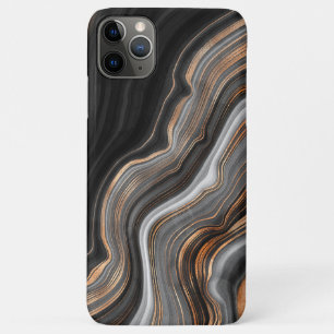 Koper en goudzegens op zwarte marmer Case-Mate iPhone case