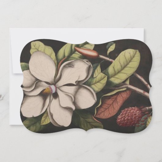 Koper en Ivory Magnolia Geenery Wedding Invites Kaart (Achterkant)