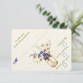 Koper en marine Wilde Flower Mason Jar RSVP Kaartje (Staand voorkant)
