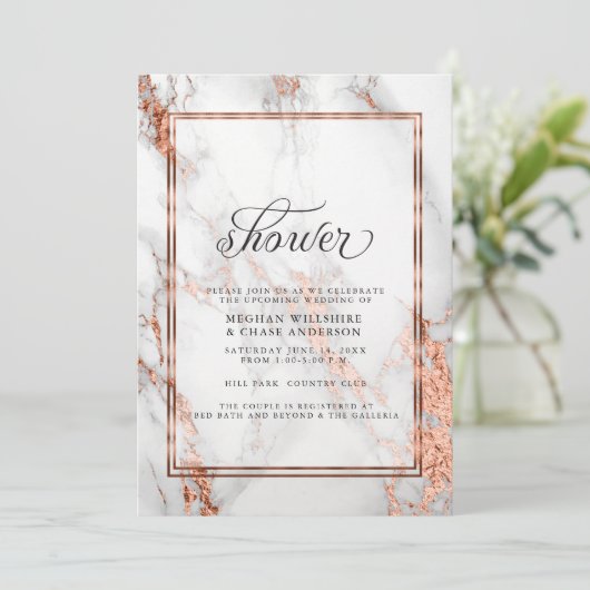 Koper en marmer Wedding Bold Elegance Kaart (Staand voorkant)