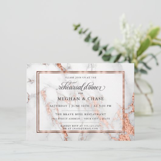 Koper en marmer Wedding Bold Elegance Kaart (Staand voorkant)