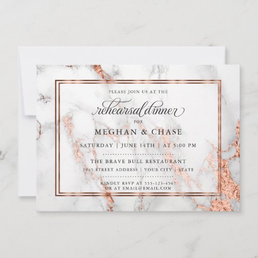 Koper en marmer Wedding Bold Elegance Kaart (Voorkant)