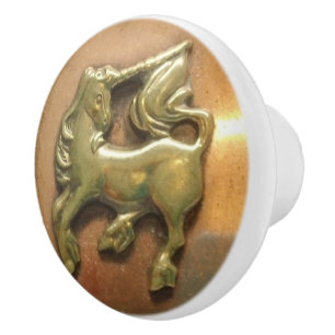 Koper en messing unicorn Medallion Ceramic Knob. Keramische Knop