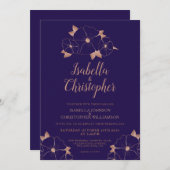 Koper en middernacht blauw hedendaags huwelijk kaart (Voorkant / Achterkant)