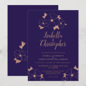 Koper en middernacht blauw hedendaags huwelijk kaart (Voorkant / Achterkant)