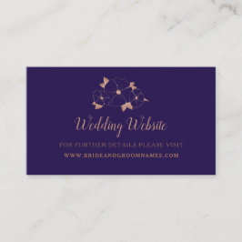 Koper en middernacht blauwe bloemenbruiloft websit visitekaartje