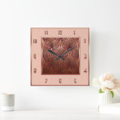 Koper en Roze acrylwandklok Vierkante Klok (Huis)