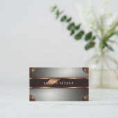 Koper en staal geklonken visitekaartje (Staand voorkant)