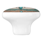 Koper en Turquois Dragonfly Keramische Knop (Zijkant)